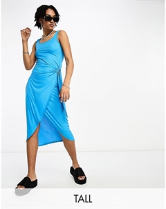 Ярко-синее эксклюзивное платье миди в рубчик из саронга Tall Jdy