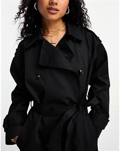 Черный длинный плащ DESIGN Asos