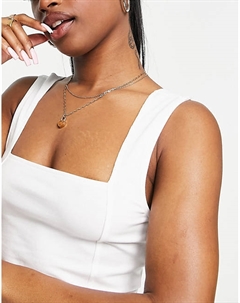 Белая укороченная майка с квадратным вырезом и швом DESIGN Asos