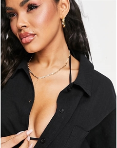 Черная пляжная рубашка с фактурной пуговицей DESIGN Asos