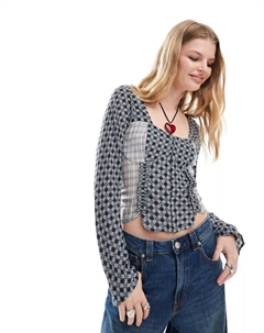 Короткая туника с асимметричным подолом и рюшами Reclaimed vintage