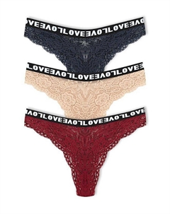 Бразильские кружевные эластичные женские трусики с высокой талией LOVE, 3 предмета, темно-синий Hnx