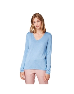 Свитер V-Neckline With Front Logo Coin, синий Tom tailor