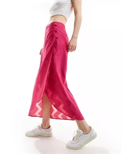 Жаккардовая юбка цвета фуксии с пуговицами Scalpers