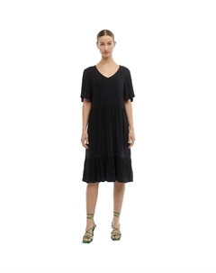 Длинное платье Janne Short Sleeve, черный Object