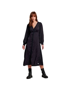 Платье миди Lace Trim Long Sleeve, черный Superdry