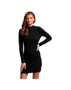 Короткое платье Backless Bodycon Long Sleeve, черный Superdry