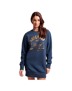 Короткое платье Luxe Metallic Logo Long Sleeve, синий Superdry