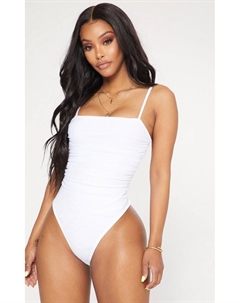 Белое боди-стринги из сетки и со сборками Shape Prettylittlething