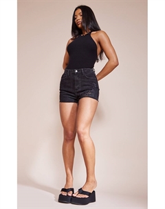 Черные джинсовые рваные шорты для мам Prettylittlething