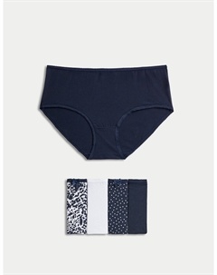 Шорты с высокой посадкой и принтом из хлопка и лайкры, 5 шт. Marks & spencer