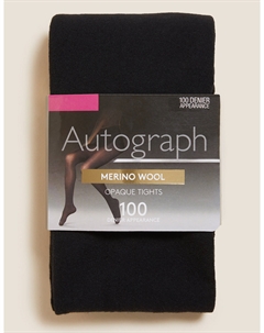 Непрозрачные колготки из мериносовой шерсти плотностью 100 ден, черный Autograph