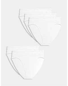 Трусики с высокой талией и высокой талией, 5 шт., белый Marks & spencer