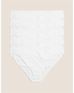 5 шт. Высокие трусики из хлопкового модала без VPL, белый Marks & spencer