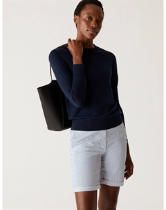 Хлопковые шорты чинос в полоску, белый микс Marks & spencer