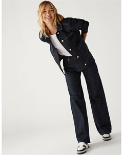 Широкие джинсы с высокой талией, индиго микс Marks & spencer