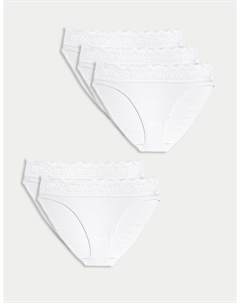 5 шт трусиков из хлопка, лайкры и кружева, белый Marks & spencer