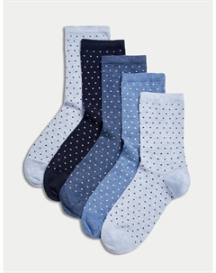 5 пар бесшовных носков до щиколотки, синий микс Marks & spencer