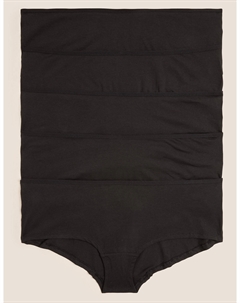 Шорты с низкой посадкой из 5 пар хлопка и лайкры с низкой посадкой, черный Marks & spencer