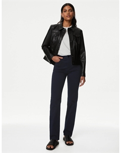 Джинсы прямого кроя с высокой талией и украшением, индиго Marks & spencer