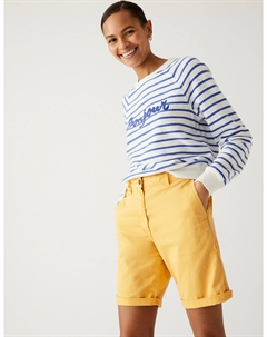 Шорты чинос из хлопка насыщенного цвета чайного цвета, светло-серый Marks & spencer