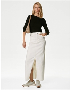 Джинсовая длинная юбка с разрезом спереди Marks & spencer