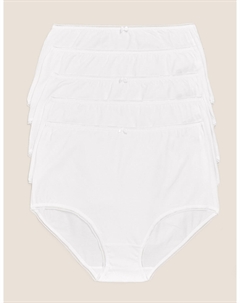 Полные трусы из хлопка и лайкры, 5 шт., белый Marks & spencer