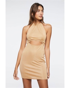 Мини-платье с вырезом и бретелькой на бретельках, сафари Forever 21