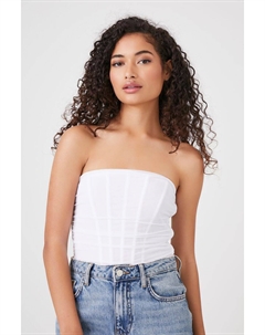 Боди-труба с сетчатым корсетом, белый Forever 21
