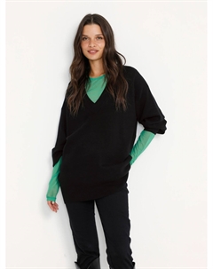 Kaitlyn Вязаный джемпер с v-образным вырезом, черный Kaffe