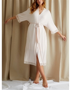 Халат-кимоно из бамбука с кружевной отделкой, пуховка Pretty you london