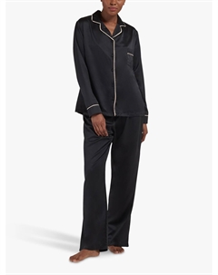 Атласный пижамный комплект с брюками Claudia, черный Bluebella