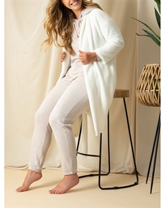 Халат из искусственного меха, экрю Pretty you london