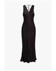 Платье макси из атласного жаккарда со шнуровкой, черный Frame