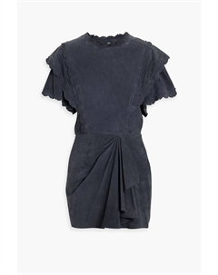 Замшевое платье мини Aleati с фестонами, синий Isabel marant