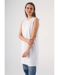 Белая туника без рукавов с хлопковым воротником и окантовкой All day