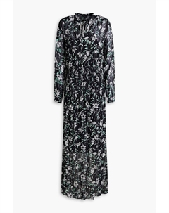 Шифоновое платье макси Calista с присборками и металлизированным цветочным принтом, черный Rag & bone