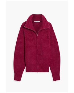 Свитер Elida на молнии из смесового мохера в рубчик, бордовый Iro