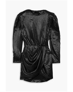 Платье мини Bagota с драпировкой и эффектом металлик из смесового шелка, черный Isabel marant