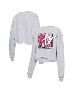 Женский укороченный флисовый пуловер с принтом «Чикаго Буллз» NBA x MTV Junk Food, серый с принтом Junk Food Unbranded