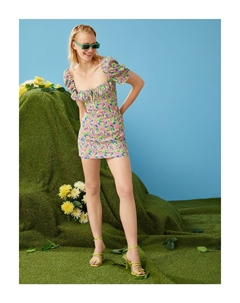 Мини-платье с цветочным принтом и завязками, разноцветный Koton