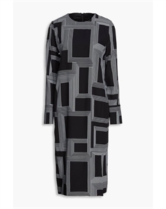 Платье миди из крепа с принтом Darlan, черный Joseph