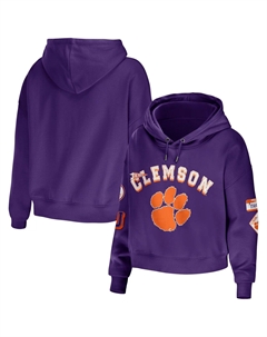 Женская одежда WEAR by Erin Andrews Фиолетовый укороченный пуловер с капюшоном Clemson Tigers, смешанная техника Unbranded