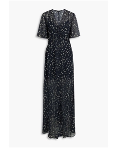 Платье макси Tamar из жоржета с перекрученным цветочным принтом, синий Rag & bone