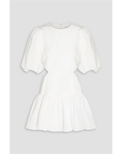 Платье мини из шантунга со сборками и вырезами, белый Msgm