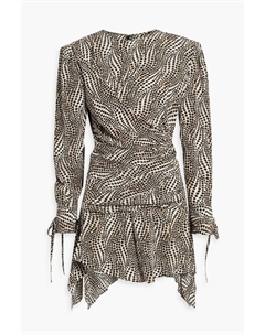 Платье мини Inotilia из крепдешина с эффектом запаха и принтом, животный принт Isabel marant