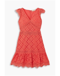 Платье мини из гипюрового кружева с оборками, коралловый Michael michael kors
