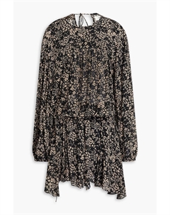 Шифоновое платье мини Nimazu асимметричного кроя со сборками и цветочным принтом ÉTOILE, черный Isabel marant