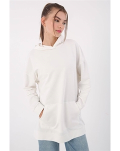 Белая спортивная туника с капюшоном и карманами-кенгуру All day