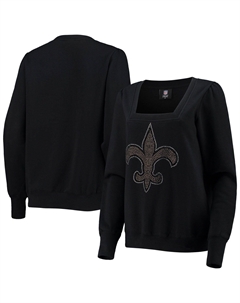 Женский черный пуловер с квадратным вырезом Cuce New Orleans Saints Winners Unbranded